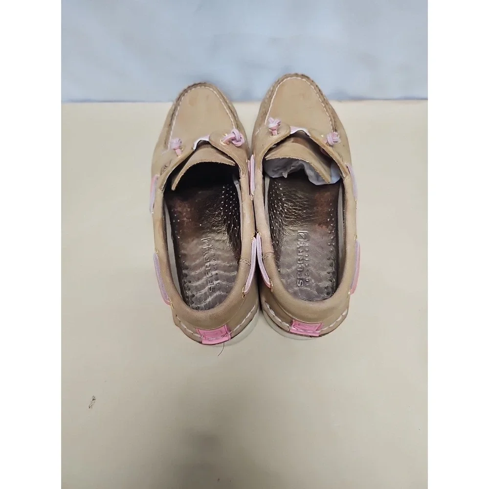 Sperry Topsiders Brown with Pink and‎ Green Stripe sz 8